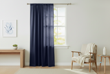 Shiny Satin Solid Single Curtain Panel Drapery 58 Inch Wide - Navy