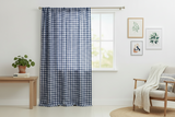 Poplin Gingham Checkered Window Curtain 56 Inch Wide - Navy