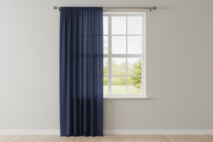Solid Poplin Window Curtain or Photography Backdrop 58" Wide - Navy Blue