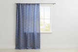 Poplin Gingham Checkered Window Curtain 56 Inch Wide - Navy