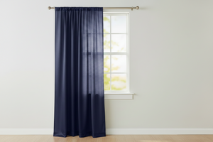 Shiny Satin Solid Single Curtain Panel Drapery 58 Inch Wide - Navy