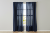 Solid Poplin Window Curtain or Photography Backdrop 58" Wide - Navy Blue