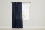 Faux Burlap Texture Polyester Solid Single Curtain Panel 58 Inch Wide - Navy