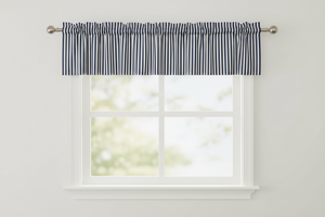 Cotton Window Valance Stripe Print 58 Inch Wide / 1/2 Inch Stripe - Navy and White
