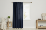 Faux Burlap Texture Polyester Solid Single Curtain Panel 58 Inch Wide - Navy