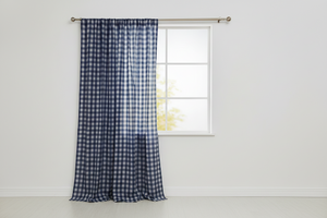 Cotton Gingham Checkered Curtain 58 Inch Wide - Navy