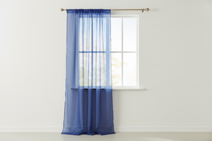 Sheer Tinted Organza Solid Single Curtain Panel 58 Inch Wide - Navy