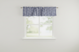 Poplin Gingham Checkered Window Valance 58" Wide - Navy