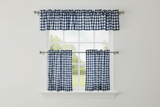 Cotton Gingham Checkered 3 Piece Window Valance Curtain Set (16 Colors)