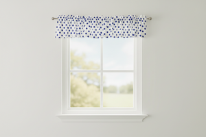 Cotton Window Valance Polka Dots Print 58 Inch Wide - Navy on White