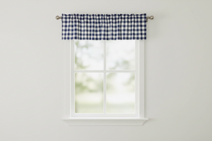 Cotton Gingham Checkered Window Valance 58" Wide - Navy Blue