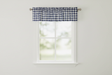Cotton Gingham Checkered Window Valance 58" Wide - Navy Blue