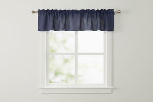 Faux Burlap Window Valance 58" Wide - Navy