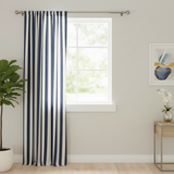 Cotton Curtain Stripe Print 58 Inch Wide / 2 Inch Stripe - Navy and White