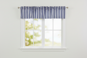 Cotton Window Valance Stripe Print 58 Inch Wide / 1 Inch Stripe - Navy