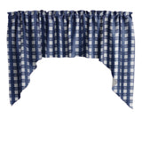 Poplin Tavern Gingham Checkered Swag Window Valance 58" Wide / 36" Tall