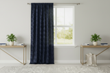 Satin Rosette 3D Pop up Flower Single Curtain Panel 54 Inch Wide - Navy