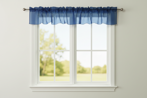 Sheer Organza Window Valance 58" Wide - Solid Navy