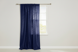 Pintuck Taffeta Cross Stitch Pattern Single Curtain Panel 54 Inch Wide - Navy
