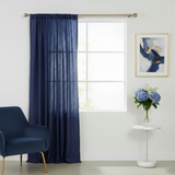 Crinkle Taffeta Crushed Pattern Single Curtain Panel 54 Inch Wide - Navy