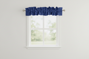 Solid Poplin Curtain Valance Sleeve Topper - Navy