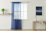 Sheer Tinted Organza Solid Single Curtain Panel 58 Inch Wide - Navy