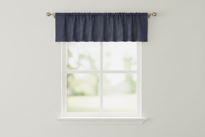 Faux Burlap Window Valance 58" Wide with Pleated Ruffles - Navy