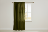 Faux Burlap Texture Polyester Solid Single Curtain Panel 58 Inch Wide - Olive