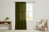 Faux Burlap Texture Polyester Solid Single Curtain Panel 58 Inch Wide - Olive