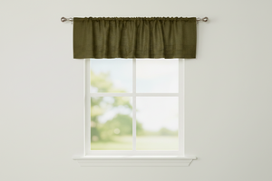 Faux Burlap Window Valance 58" Wide with Pleated Ruffles - Olive