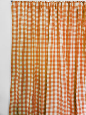 Cotton Gingham Checkered Curtain 58 Inch Wide - Orange