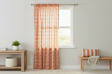 Poplin Gingham Checkered Window Curtain 56 Inch Wide - Orange