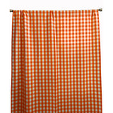 Poplin Gingham Checkered Window Curtain 56 Inch Wide - Orange