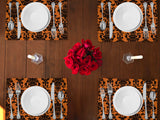 Poplin Damask Floral Dinner Table Placemats Holiday Home Decoration 13" x 19" (Pack of 4)