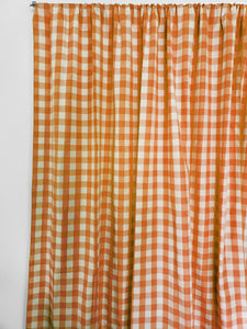 Cotton Gingham Checkered Curtain Orange 58 Inch Wide