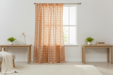 Cotton Gingham Checkered Curtain 58 Inch Wide - Orange