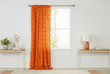 Satin Rosette 3D Pop up Flower Single Curtain Panel 54 Inch Wide - Orange