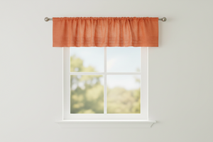 Faux Burlap Window Valance 58" Wide with Pleated Ruffles - Orange