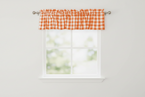 Cotton Gingham Checkered Window Valance 58" Wide - Orange