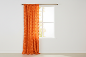 Satin Rosette 3D Pop up Flower Single Curtain Panel 54 Inch Wide - Orange