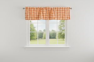 Poplin Gingham Checkered Window Valance 58" Wide - Orange