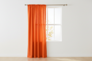 Faux Silk Solid Dupioni Window Curtain 56 Inch Wide - Orange