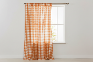 Cotton Gingham Checkered Curtain 58 Inch Wide - Orange