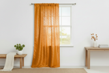 Pintuck Taffeta Cross Stitch Pattern Single Curtain Panel 54 Inch Wide - Orange