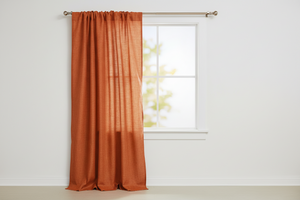 Faux Burlap Texture Polyester Solid Single Curtain Panel 58 Inch Wide - Orange