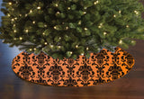 Poplin Damask Floral Tree Skirt Christmas Decoration 58" Round Skirt