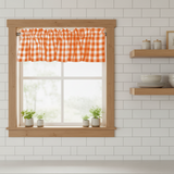 Cotton Gingham Checkered Window Valance 58" Wide - Orange