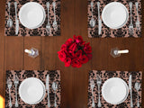 Poplin Damask Floral Dinner Table Placemats Holiday Home Decoration 13" x 19" (Pack of 4)