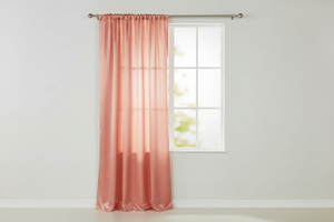 Shiny Satin Solid Single Curtain Panel Drapery 58 Inch Wide - Peach