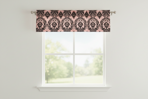 Flocked Damask Window Valance 58" Wide - Peach